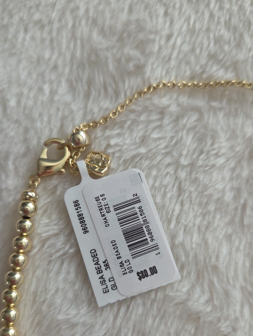 NWT Kendra Scott Elisa Beaded Necklace in gold chartreuse green mother of Pearl - Picture 6 of 10